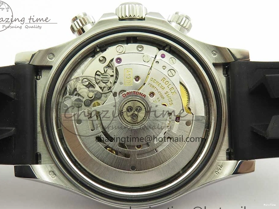 MiroTime 0119 Daytona 116519 Noob 1:1 Best Edition 904L SS Case Blue Dial on Black Rubber Strap SA4130 (Free Extra Strap) Compact 3290